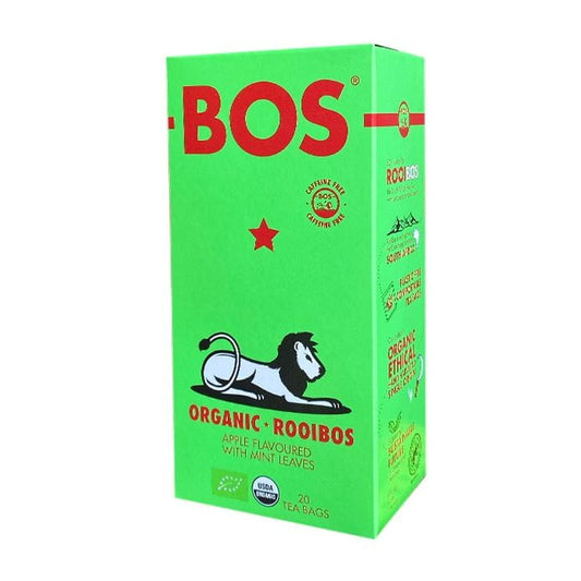 Bio Apfelgeschmack Tee mit Minze von BOS, 20 Teebeutel à 2,5 g, frischer Kräutergeschmack in einer Packung