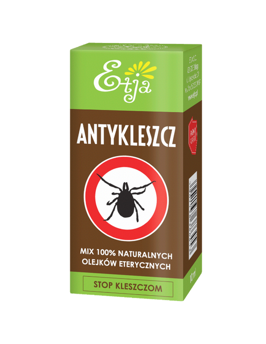 ETJA Antykleszcz Mischung aus 100% natürlichen ätherischen Ölen in 10ml Flasche, natürliche Öle gegen Zecken.
