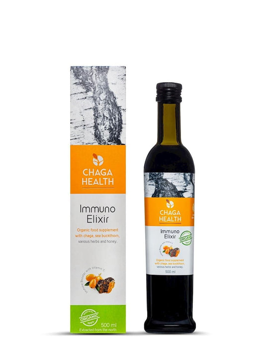 Chaga Immunitätstropfen mit Rokitz in 250 ml Flasche, natürliches Immunstärkungsmittel, sichtbare Flasche und Etikett