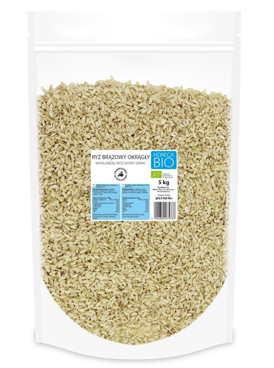 ARROZ INTEGRAL REDONDO ECOLÓGICO 5 kg - HORECA