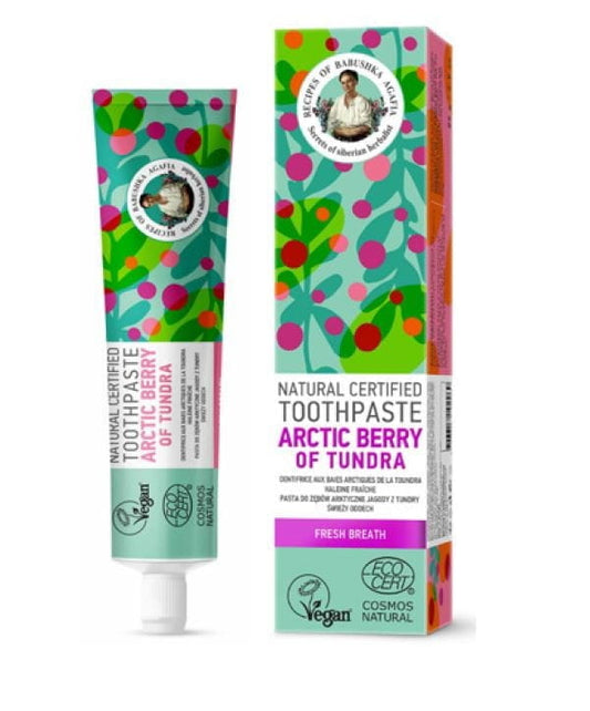 BioPlanetc Arctic Berry Zahnpasta ohne Fluorid von Agafi, 85 g, naturreine Zahncreme mit Arktisbeeren, umweltfreundlich verpackt