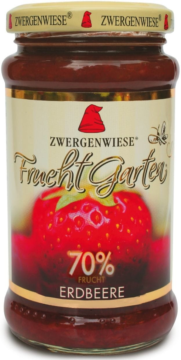 Erdbeermousse (70% Frucht) glutenfrei BIO 225 g - ZWERGENWIESE Hover Image