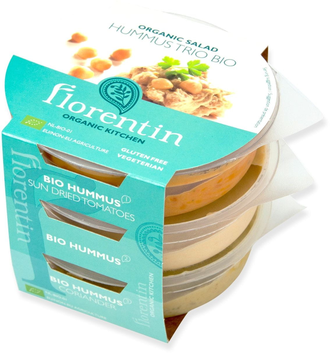 Glutenfreies Hummus-Trio BIO 240 g - FLORENTIN