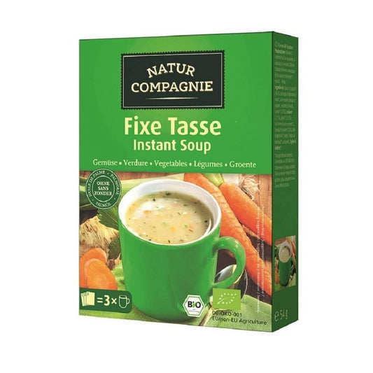 BIO Instant-Gemüsesuppe von NATUR COMPAGNIE, drei Portionen à 18 g, mit frischem, getrocknetem Gemüse in praktischer Packung