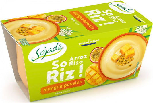 Laktosefreies Mango-Reis-Dessert mit Passionsfrucht von SOJADE, glutenfrei, biologisch, 2x100 g, cremige Textur, fruchtiger Geschmack