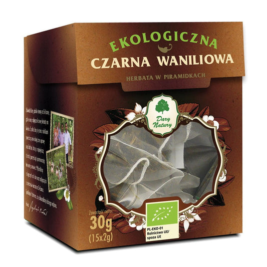 Piramidki BIO schwarzer Vanilletee (15 x 2 g) - GESCHENKE DER NATUR