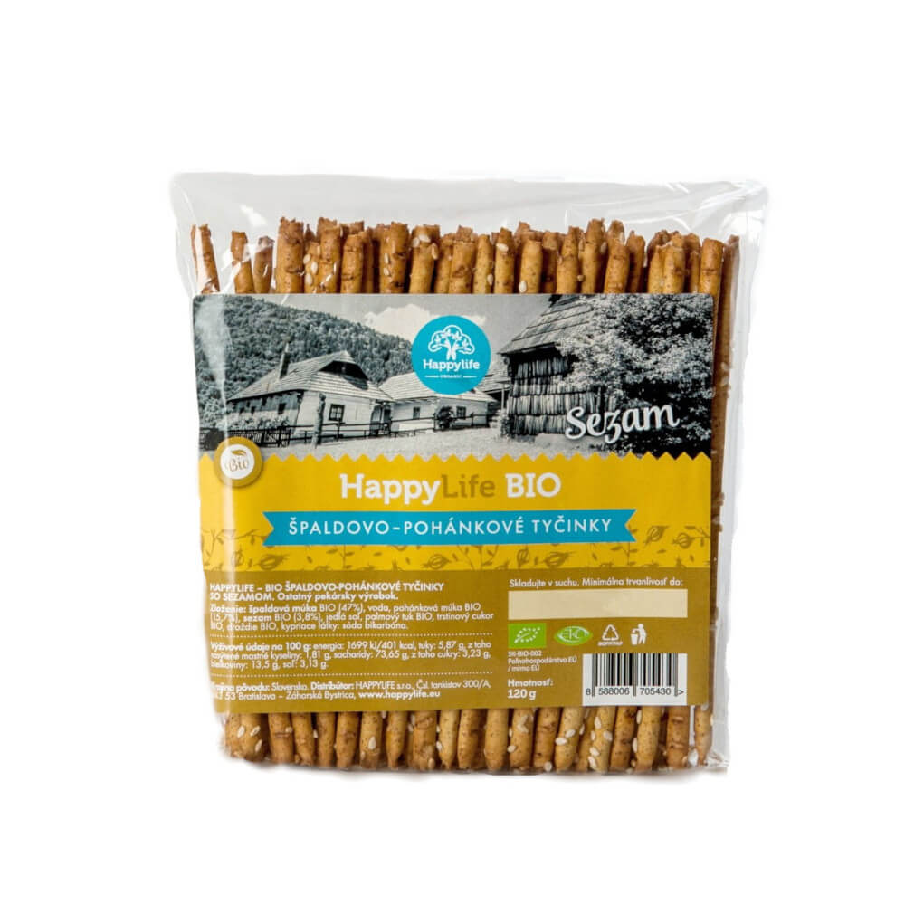 Dinkel-Buchweizen-Sticks mit Sesam BIO 120 g HAPPYLIFE