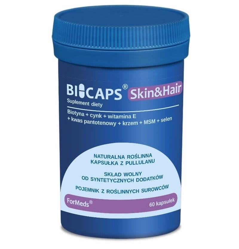 Haare und Nägel Biotin Zink Vitamin E Pantothensäure Silizium MSM Selen Haut & Haar 60 Portionen 60 Kapseln FORMEDS Imagem principal do produto