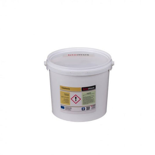 Pinienharz BIOMUS, 5kg, natürliche Kalafonie aus Kiefernharz in einer transparenten Verpackung.
